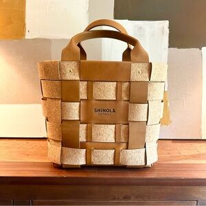 Like new Shinola Large Bixby Basket Tote in tan vachetta and cork
